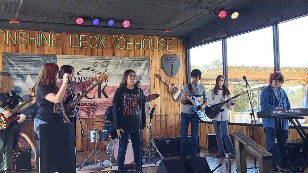 Student band performing on stage
